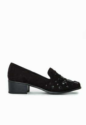 Missguided Embellished Heeled Loafers Black