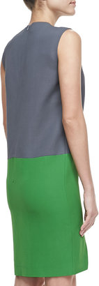 Cédric Charlier Asymmetric Colorblock Dress, Gray/Green