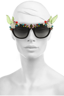 Swarovski Anna-Karin Karlsson Tropical crystal-embellished D-frame acetate sunglasses