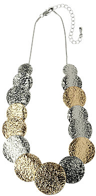 Adele Marie Gold And Rhodium Toned Disc Necklace, Silver/Gold