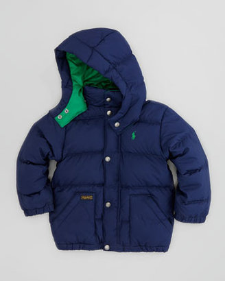 Ralph Lauren Childrenswear Varsity Down Quilted Jacket, New Port Navy, Sizes 2-3