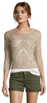 RD Style true taupe rounded neck zig zag sweater