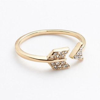 Gold tone simulated crystal arrow ring