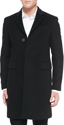 Burberry Single-Breasted Wool/Cashmere Coat, Black