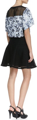 Nanette Lepore Paradise Sheer-Stripe Flounce Skirt