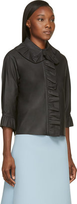 J.W.Anderson Black Leather French Ruffle Blouse