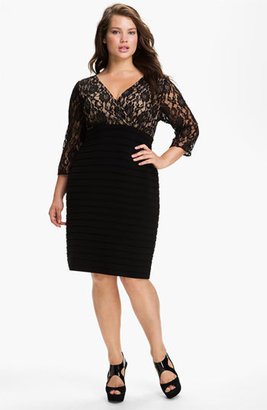 Adrianna Papell Lace Bodice Banded Sheath Dress (Plus Size)