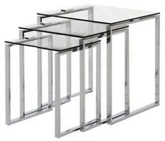 Debenhams Chrome and glass 'Alberta' nest of 3 tables
