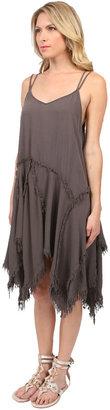 Free People Tattered Shred Slip Dress in Charcoal