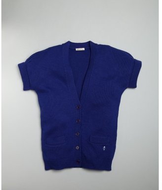 Ballantyne TODDLER / KIDS royal purple wool blend knit short sleeve cardigan