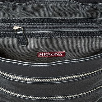 Merona Women's Crossbody Faux Leather Handbag with Double Zipper Detail