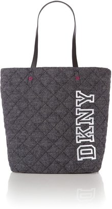 DKNY Boiled wool grey quilted tote bag
