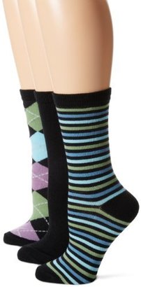 K. Bell Socks Women's Argyle Strip Crew Sock 3-Pack