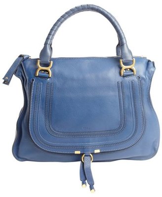 Chloé royal blue leather 'Marcie' large stitch detailed top handle bag