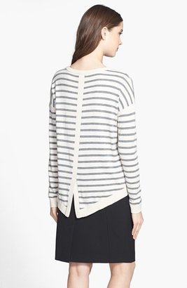 Caslon Stripe Split Back High/Low Sweater (Regular & Petite)