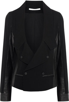 Diane von Furstenberg Saskia leather-paneled crepe jacket
