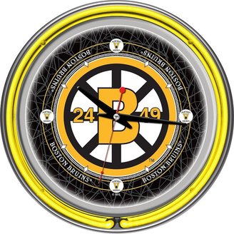 NHL Boston Bruins Chrome Double-Ring Neon Wall Clock