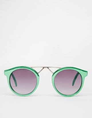 ASOS Round Sunglasses With High Bar And V Nose