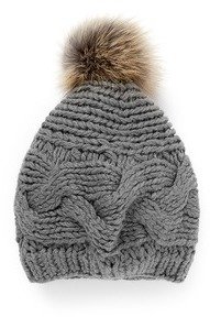 Nobrand Fox fur pompom wool knit beanie