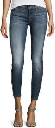 Hudson Embellished Medium-Wash Cropped Jeans, Glam