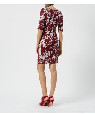 New Look Heavenly Bump Red 1/2 Sleeve Side Knot Floral Print Dress