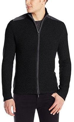 Kenneth Cole Men's Full Zip Sweater with Nylon Details