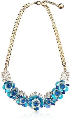 Shourouk Capri Blue Rosa Necklace w/Crystals and Sequins
