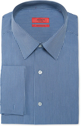 Alfani RED Fitted Deep Blue Stripe Performance French Cuff Shirt