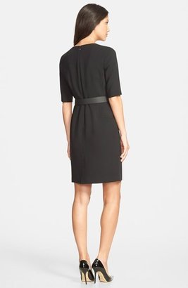 Adrianna Papell Lace Trim Belted Sheath Dress