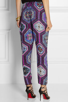 Emilio Pucci Printed silk-charmeuse tapered pants
