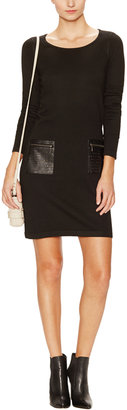 Design History Sweater Dress with Faux Leather Front Pockets