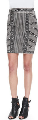 BCBGMAXAZRIA Josa Mixed Stripe Jacquard Skirt, Black Combo