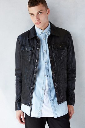 Urban Outfitters Your Neighbors Washed Leather Trucker Jacket