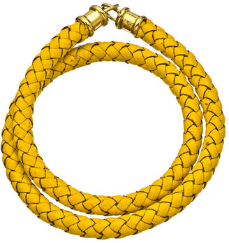 Jacqueline Pinto Yellow Braided Leather Wrap Bracelet