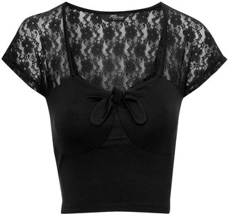 Jane Norman Lace sleeve cropped bralet top