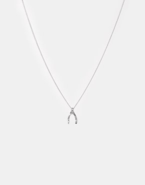 Johnny Loves Rosie Silver Wishbone Necklace - Silver