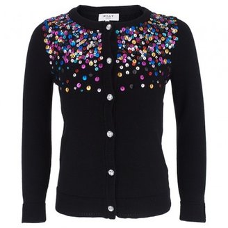 Milly Minis Black Knit Sequinned Cardigan