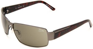 Jaguar Men's 37537 Rectangle Sunglasses,Gunmetal,Tortoise Frame/Green Lens,One Size