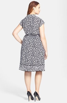 Adrianna Papell Floral Print Faux Wrap Dress (Plus Size)