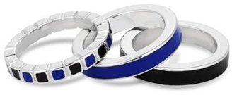 Ben de Lisi Principles by Designer triple blue and black enamel ring set