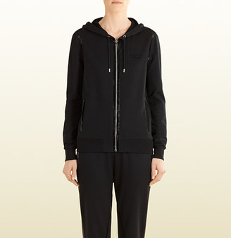 Gucci Black Cotton Jersey Hooded Jacket