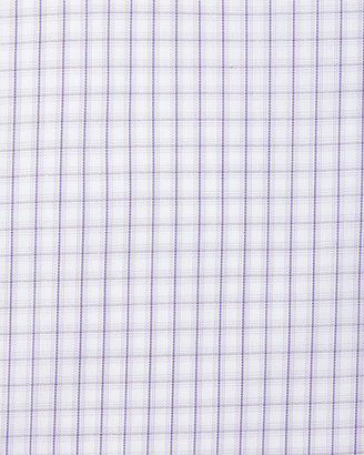 Charvet Check French-Cuff Dress Shirt, Lavender/White