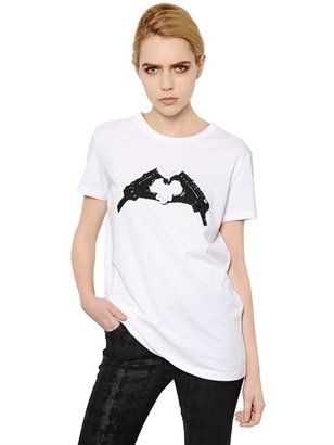 Karl Lagerfeld Paris Heart Printed Cotton T-Shirt