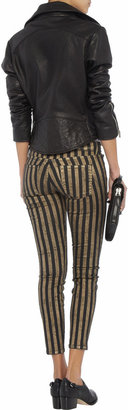 Current/Elliott The Stiletto cropped striped mid-rise skinny jeans
