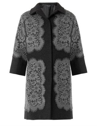 Dolce & Gabbana Lace appliqué wool coat
