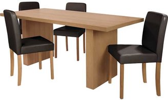 Oakham Oak Dining Table and 4 Curved Back Chocolate Chairs.