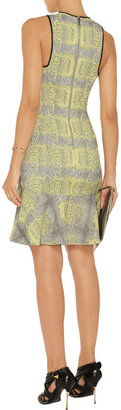 Yigal Azrouel Leather-trimmed snake jacquard dress