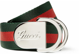 Gucci 4cm Striped Canvas Belt