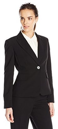 Kasper Women's 1 Button Peak Collar Crepe Suit Jacket