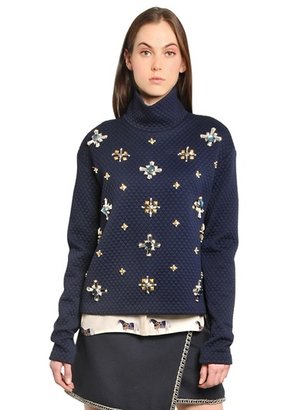 Tory Burch Quilted & Embellished Long Sleeve Top